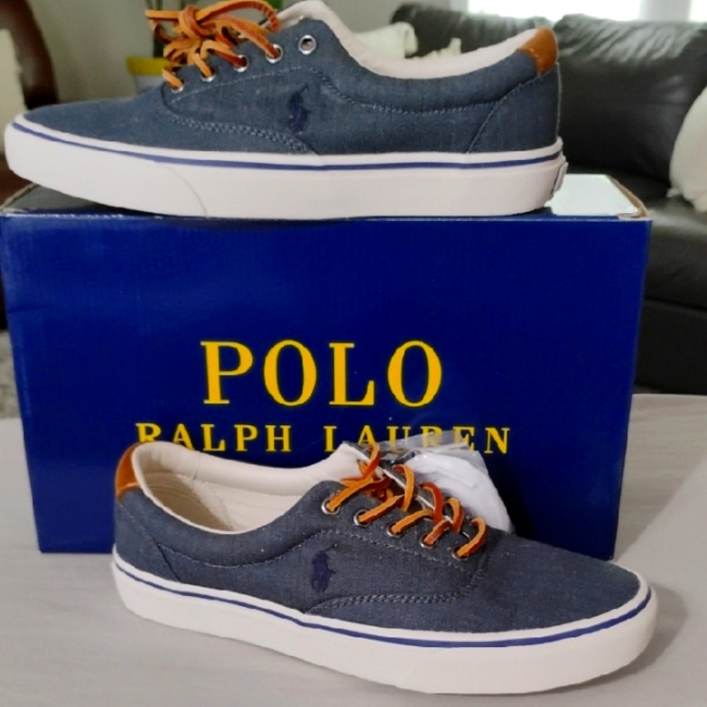 Polo by Ralph Lauren Blue and Brown Sneakers Size 9D